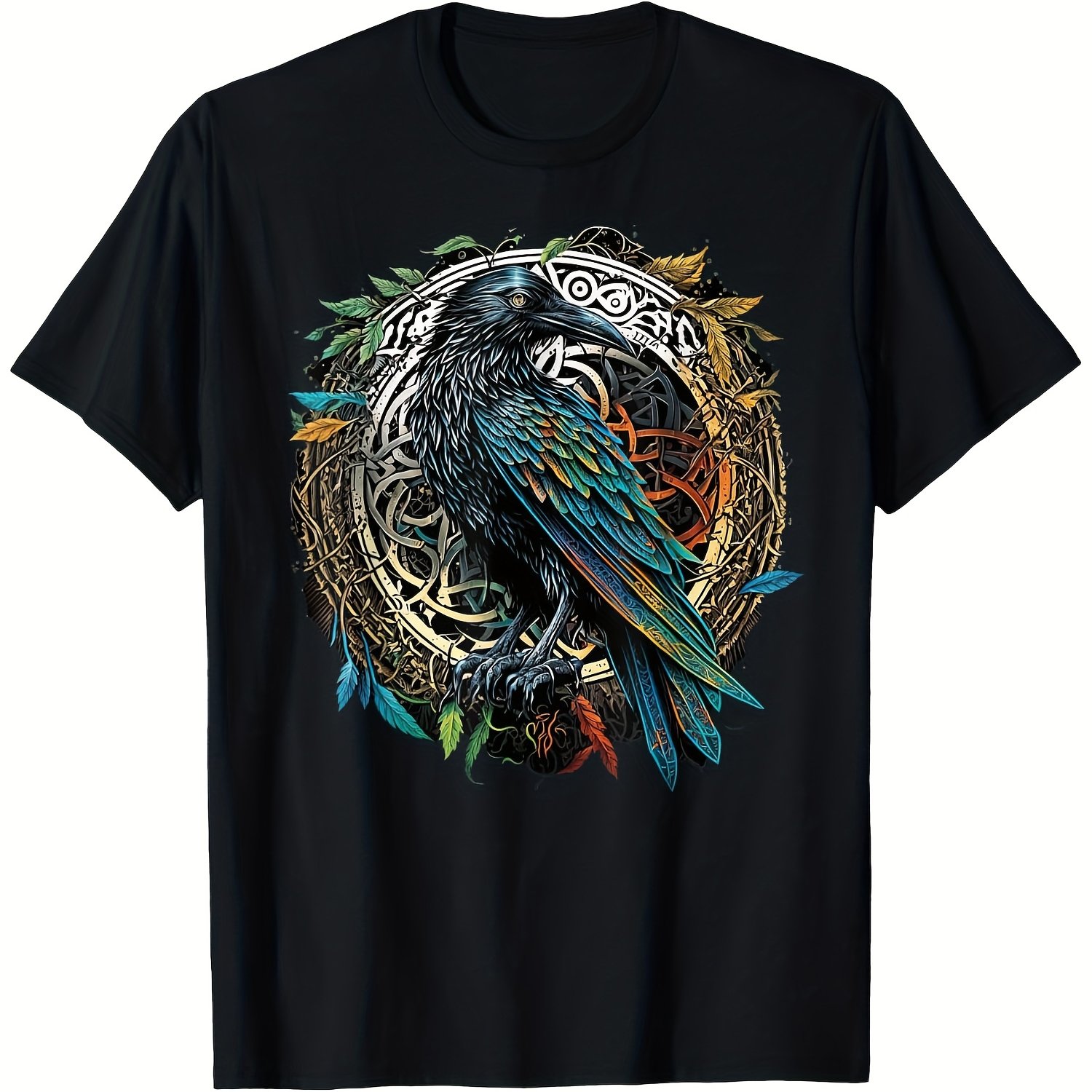 Summer Viking Clothing - T-shirt à motif corbeau viking pour