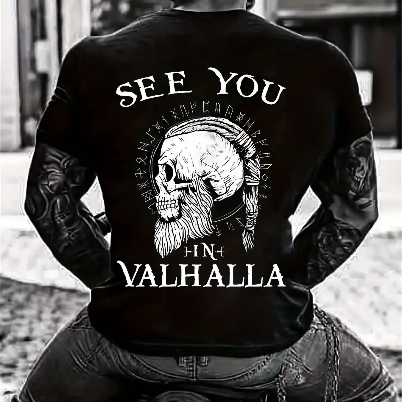 Summer Viking Clothing - T-shirt à col rond pour hommes,
