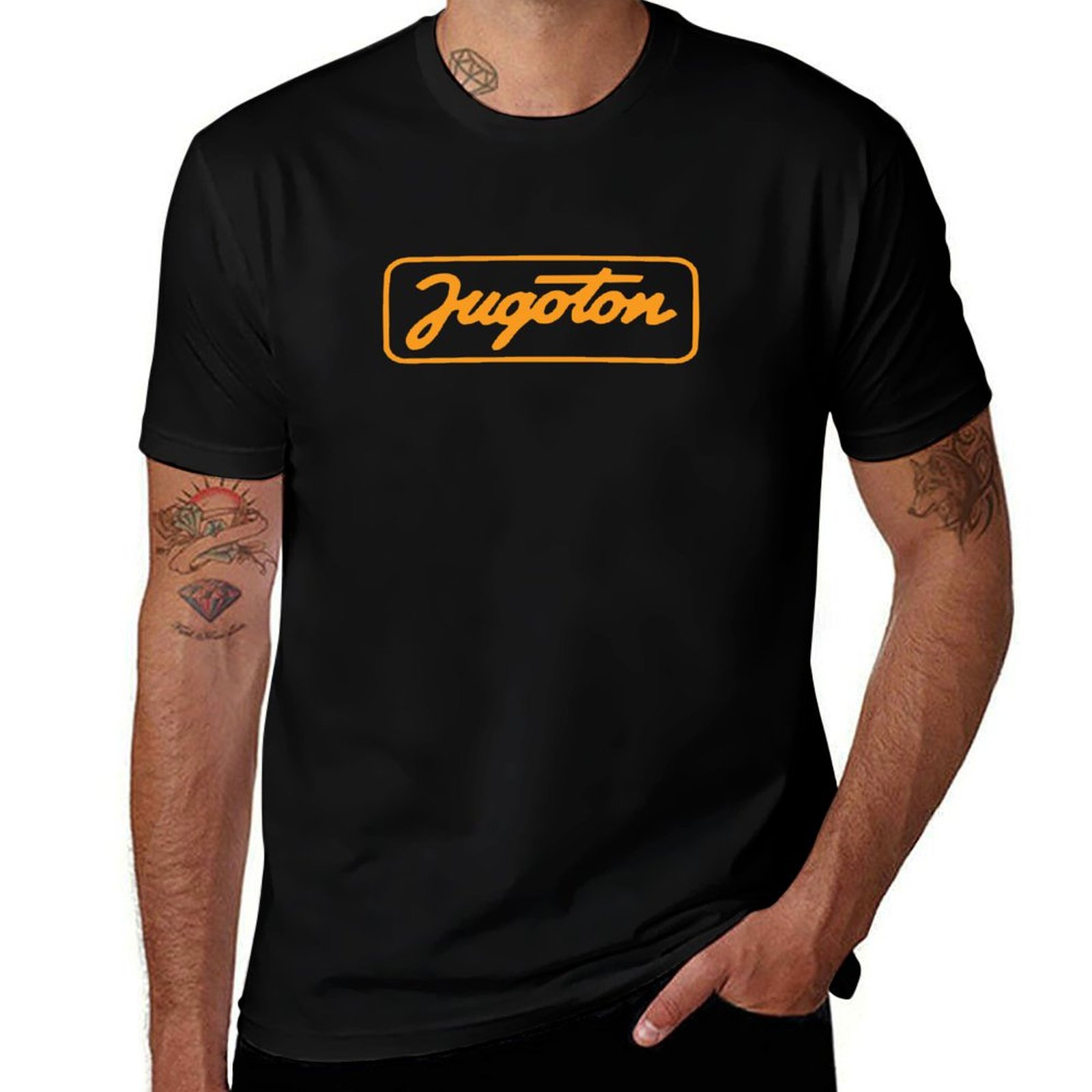 Summer Clothing Label - Jugoton-T-Shirt Orange avec Étiquette pour Homme,