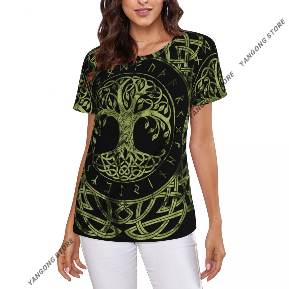 Summer Viking Clothing - T-shirt femme nordique Viking arbre vie