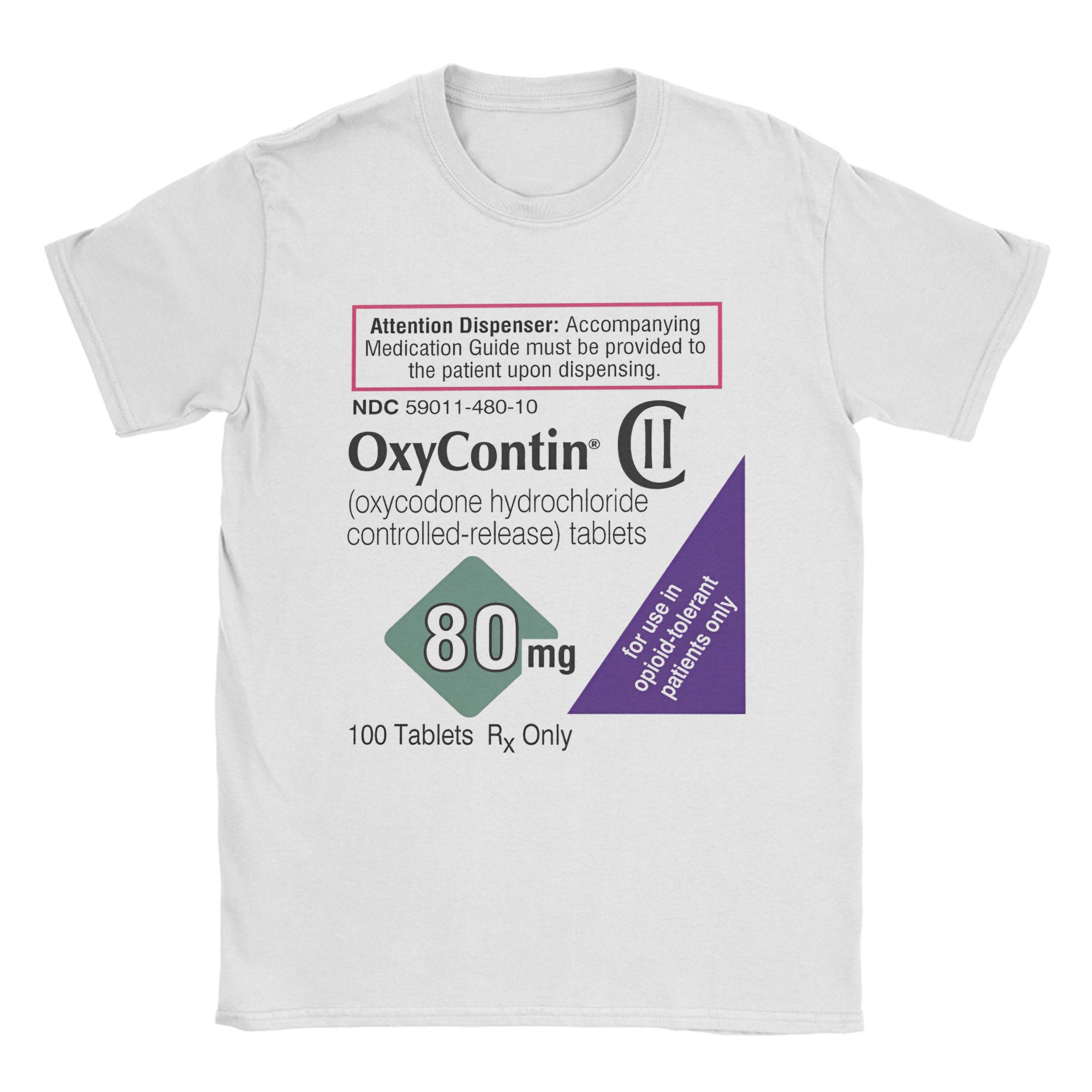 Summer Clothing Label - Oxycontin 80mg étiquette hommes t-shirts drôle