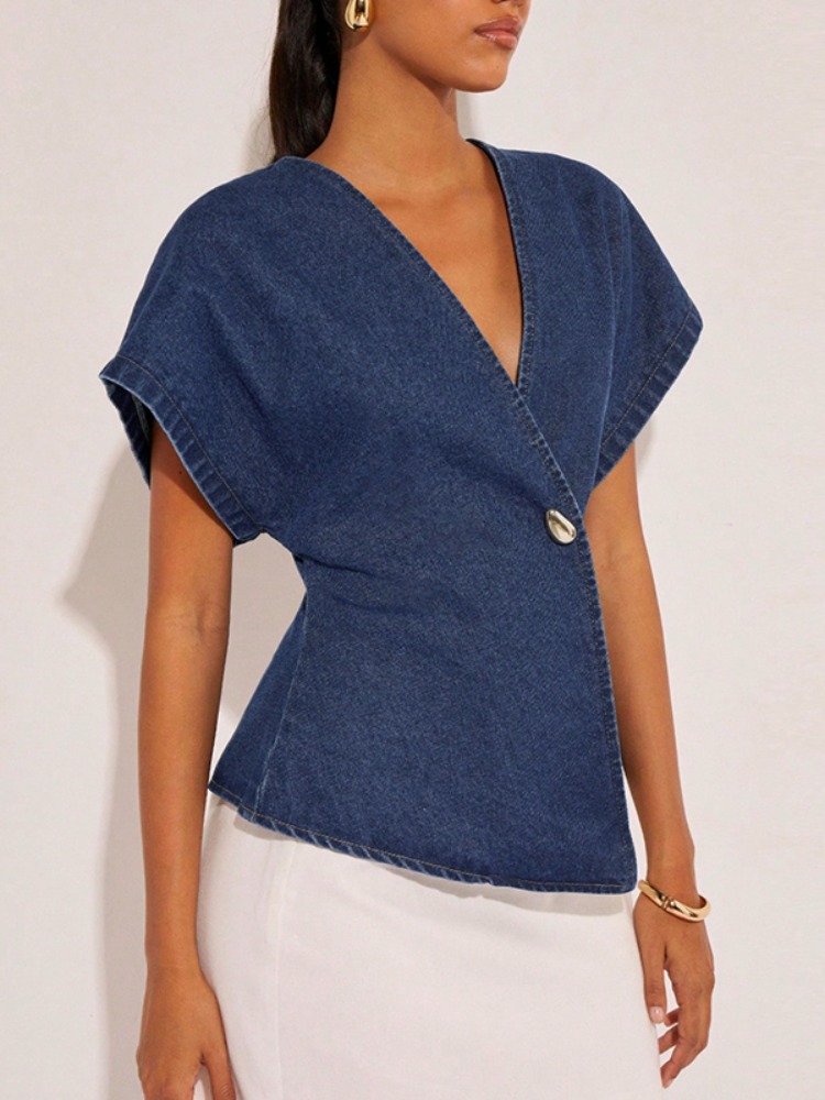 Chemisier en jean bleu foncé p - Summer Clothing Wraps avis et prix