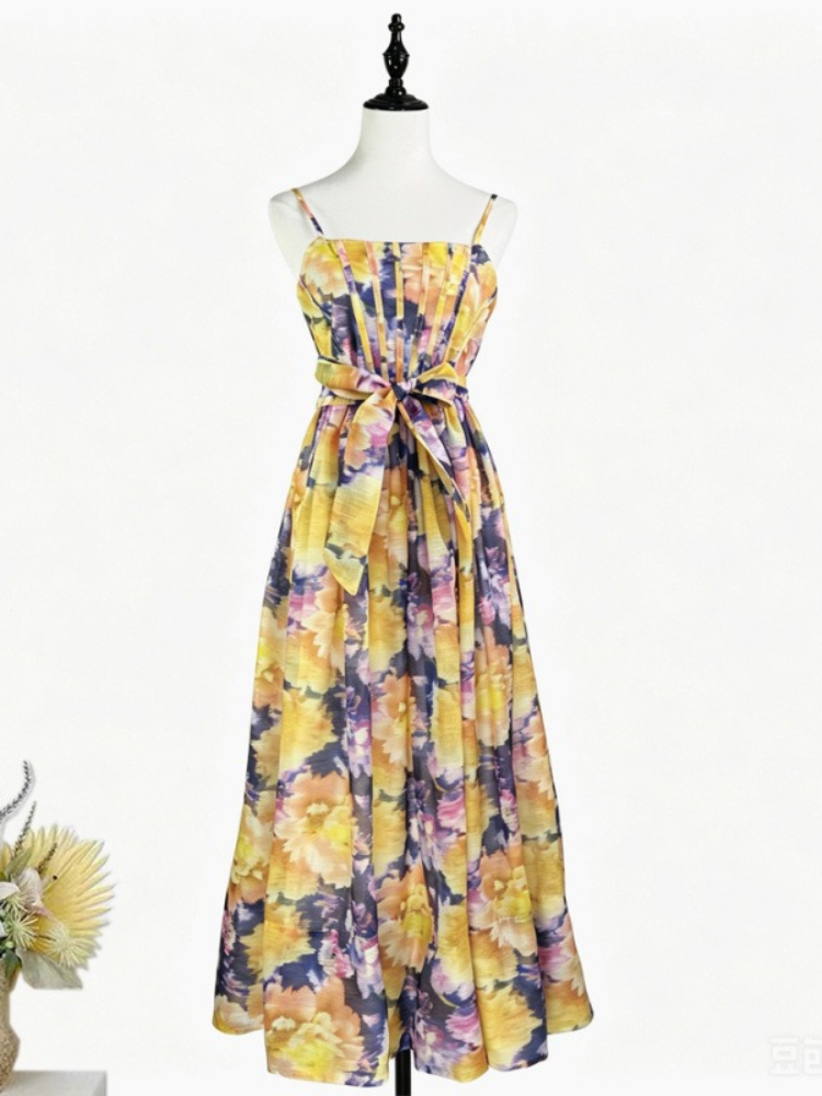 Robe longue d'été rétro imprim - Summer Clothing Holiday avis et prix