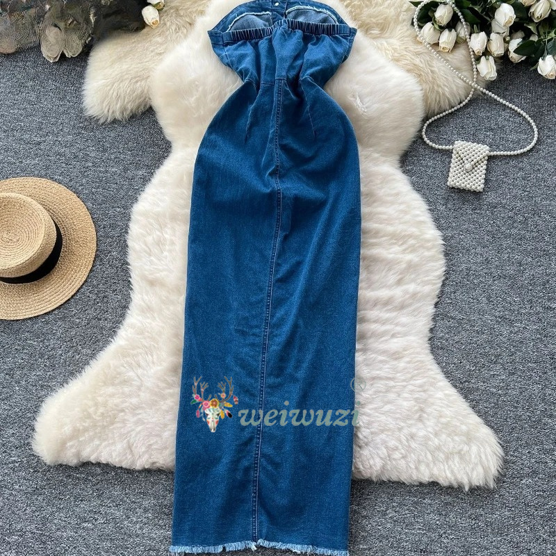 Robe en jean rétro sans bretel - Summer Clothing Juniors avis et prix