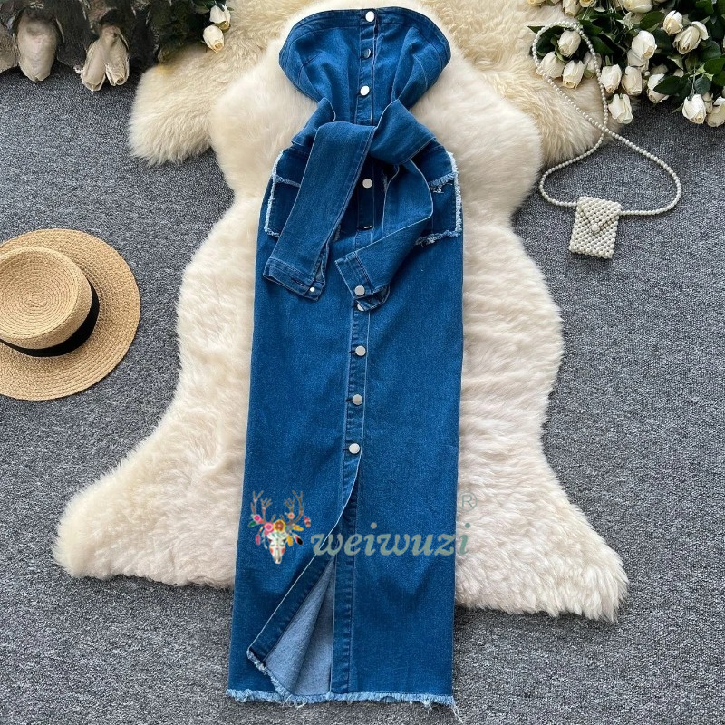 Robe en jean rétro sans bretel - Summer Clothing Juniors avis et prix