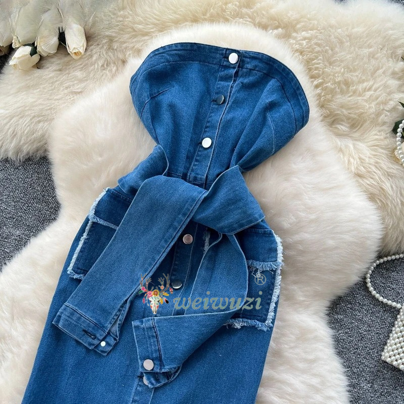 Robe en jean rétro sans bretel - Summer Clothing Juniors avis et prix