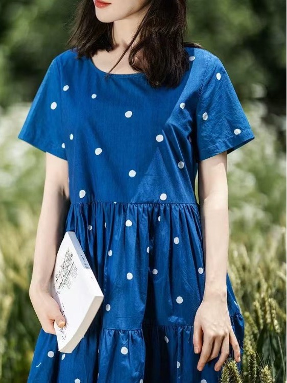 Robe d'été en coton pur bleu à - Summer Clothing Label avis et prix